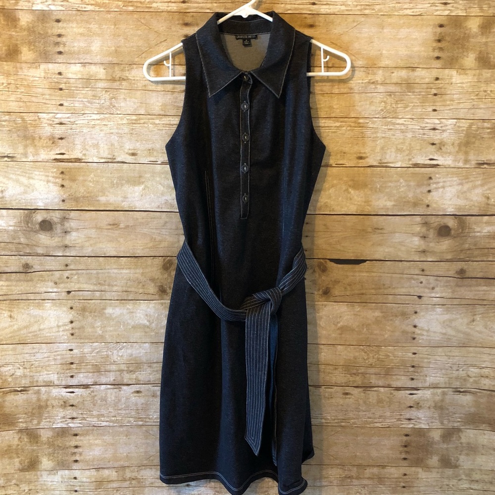 Lafeyette 148 Black denim sleeveless shirt dress